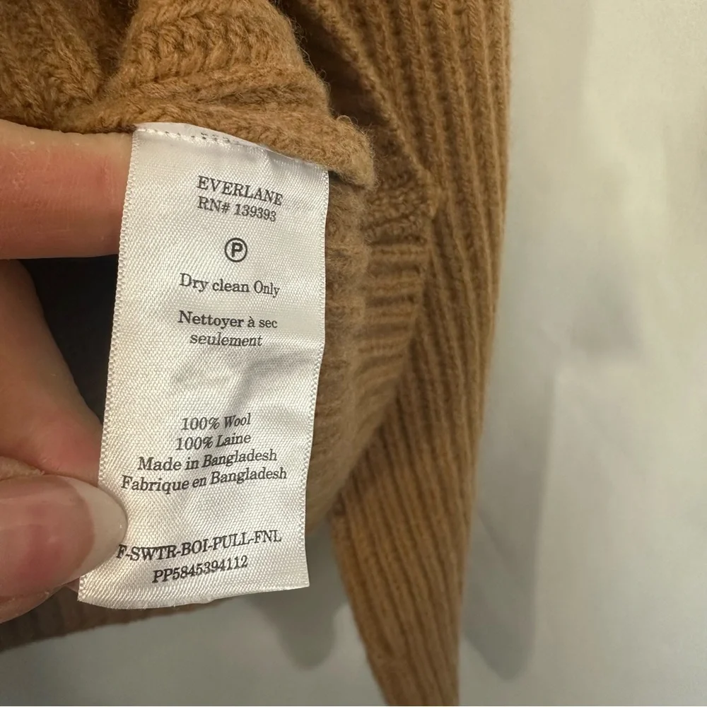 NEW Everlane The Felted Merino Wool Knit Pullover Sweater in Tan - Picture 11 of 13